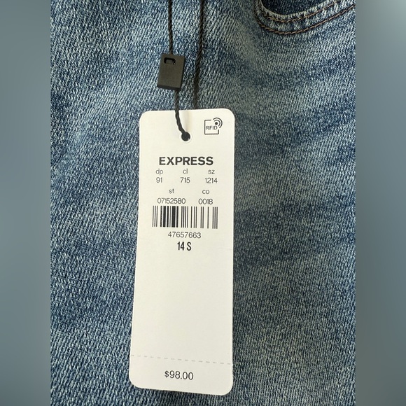 Express 70’s Flare Mid Rise Jeans Size 14 Short NWT - Picture 3 of 5